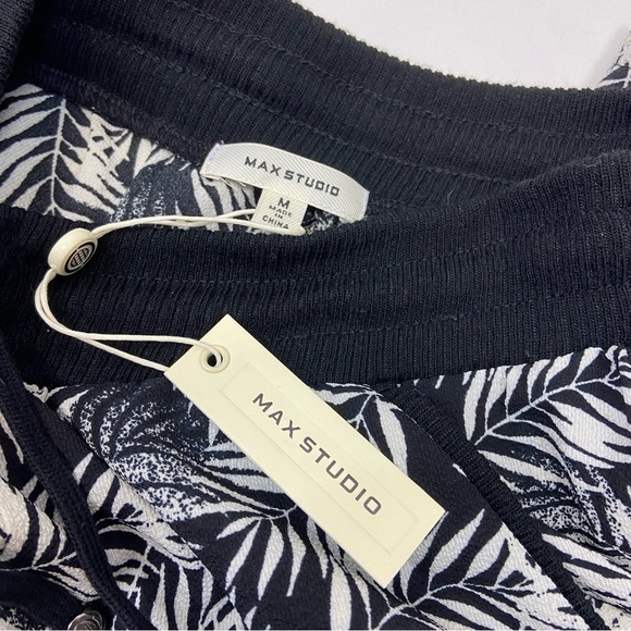 Max Studio Black White Elastic Waist Wide Leg Palazzo Pants, M - Picture 2 of 7